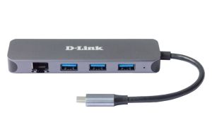 USB хъб D-Link 5-in-1 USB-C Hub with Gigabit Ethernet/Power Delivery