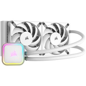 Corsair iCUE H100i RGB ELITE Liquid CPU Cooler - white, 277mm x 120mm x 27mm radiator, EAN: 0840006600282