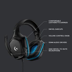 Gaming Earphone Logitech G432, Microphone, Black