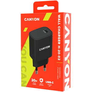 CANYON charger H-20-02 PD 20W USB-C Black