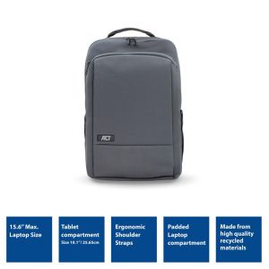 ACT Move backpack for laptops up to 15.6" made from recycled plastic bottles