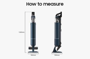 Прахосмукачка Samsung VS20A95973B/GE, Wireless vacuum cleaner with All-in-one Clean Station, Bespoke Jet One Pro Extra, Suction power 210W, Dual Brush, Spray Spinning Sweeper, Black chrome/Blue