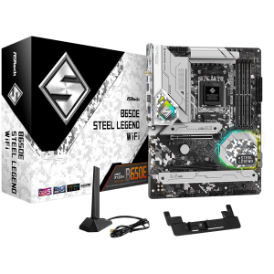 ASROCK MB Desktop B650E Steel Legend, AM5, 4x DDR5, 1x PCIe 5.0 x16, 1x PCIe 3.0 x16, 1x Blazing M.2(PCIe Gen5x4), 2x Hyper M.2(PCIe Gen4x4), 2x SATA3 6.0 Gb/s, 7.1 CH HD Audio, 1x HDMI, 1x DisplayPort, 2.5G LAN, 802.11ax Wi-Fi 6E + Bluetooth