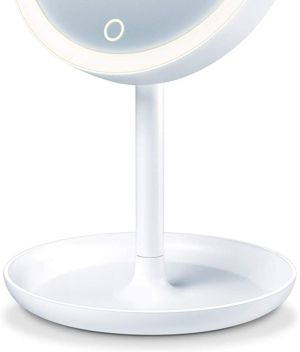 Cosmetic mirror Beurer BS 45 illuminated cosmetics mirror, LED light, Touch sensor, 5x magnification, dimmer function, storage tray