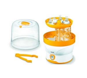 Sterilizator Beurer BY 76 sterilizator cu abur; Dezinfecteaza pana la 6 sticle si accesorii in 7 minute; Afișaj LED, clește, grilă detașabilă pentru sticle, ulcior de măsurare