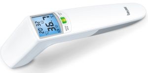 Термометър Beurer FT 100 non-contact thermometer, Distance sensor (LED/acoustic signal), Measurement of body, ambient and surface temperature, Led temperature alarm (green, yellow/ red) & face icons, Displays measurements in °C and °F, Measuring distance 