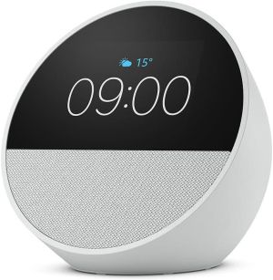 All-new Echo Spot (2024 release), Smart alarm clock with vibrant sound + Alexa, Glacier White