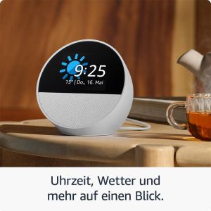 Ceas inteligent Amazon Echo Spot 2024, asistent Alexa, alb