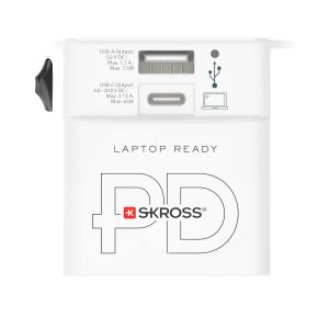 Адаптер SKROSS AC65PD, USB-A, USB-C, 1.302976, World, Бял