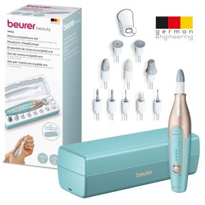 Комплект за маникюр/педикюр Beurer MP 84 Premium Manicure/pedicure set, 10 attachments, 3 speed levels, Ergonomic design and bright LED light, Lithium ion battery, with practical charging and storage case