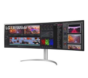 Монитор LG 49WQ95C-W, 49" 32:9 Curved UltraWide Dual QHD 5K 5120x1440 NANO IPS Panel, 144 Hz, USB Type-C, 5ms, 400 cd/m2, 1000:1, HDR400, HDR10, DCI-P3 98%, FreeSync, PIP, 2 PBP, HDMI, DisplayPort, Speacer 2ch 10W, Tilt, Height, Swivel, Titan