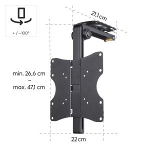 Hama TV Ceiling Mount, Swivel, Height-adjustable, 117 cm (46") up to 20 kg, 220876