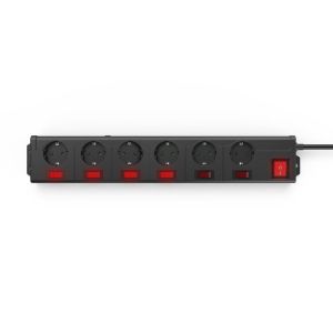 Hama Power Strip, 6-Way, 90°, Indiv. Switchable, 1.4 m, 223160