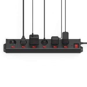 Hama Power Strip, 6-Way, 90°, Indiv. Switchable, 1.4 m, 223160