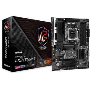 ASROCK MB Desktop X670E PG Lightning, AM5, 4x DDR5, 1x PCIe 5.0 x16, 2x PCIe 4.0 x16, 1x PCIe 4.0 x1, 4x SATA3, 1x Hyper M.2 (PCIe Gen4x4), 1x Blazing M.2(PCIe Gen5x4), 1x Ultra M.2, 7.1 CH HD Audio, 1x HDMI, 1x DisplayPort, 2.5G LAN,