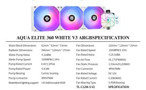 Thermalright Water Cooling Aqua Elite 360 White A-RGB V3 - LGA1851/LGA1700/AM5