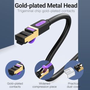 Vention Кабел LAN SSTP Cat.7 Patch Cable - 3M Black 10Gbps - ICDBI