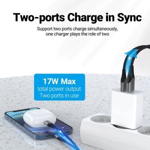 Vention Fast Charger Wall - QC4.0, PD Type-C + QC3.0 USB A, 20W White - FBBW0