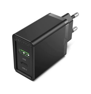 Vention бързо зарядно Fast Charger Wall - QC4.0, PD Type-C + QC3.0 USB A, 20W Black - FBBB0