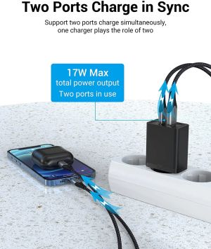 Vention Fast Charger Wall - QC4.0, PD Type-C + QC3.0 USB A, 20W Black - FBBB0