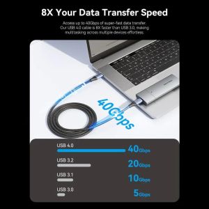 Vention кабел USB4.0 Type-C/Type-C 40Gbps, 240W 1m - TAVHF