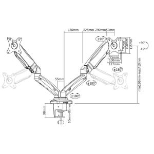 ACT Gas spring dual monitor arm office, AC8312