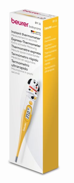 Термометър Beurer BY 11 Dog clinical thermometer, Contact-measurement technology, temperature alarm as from 37.8 C°, Display in C° and F°, Flexible measuring tip; Protective cap; Waterproof tip and display