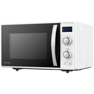 Toshiba MW2-AG23P(WH) 3-in-1 Microwave Oven with Grill and Combination Hob, 23 Litres, Rotating Plate with Storage, Timer, Built-in LED Lights, 900 W, Grill 1050 W, Pizza Programme, White Size: 485 x 403 x 296