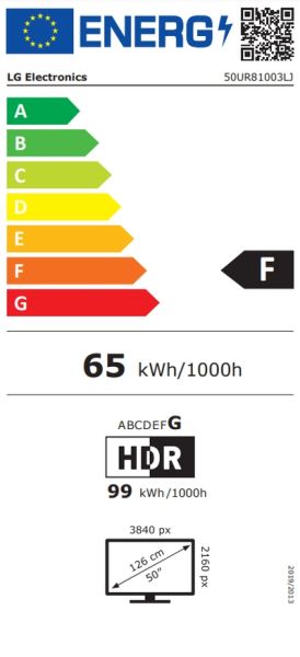 TV LG 50UR81003LJ, 50" 4K UltraHD TV 4K (3840 x 2160), DVB-T2/C/S2, webOS 23 Smart TV, ThinQ AI, a5 AI Processor 4K Gen6, WiFi, HDR10 pro, HLG, ALLM/HGiG, 4K Upscaling, AI Sound, Voice Control, AirPlay, HDMI eARC, Quick Card, CI, LAN, USB, Bluetoot