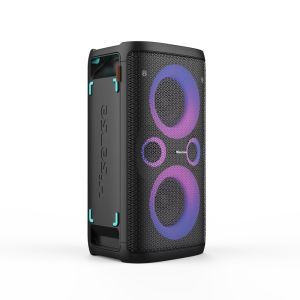 Audio system Hisense Party Rocker One Plus (HP110) Bluetooth Speaker with 300W Power, Built-in Woofer, Karaoke Mode, Built-in Wireless Charging Pad, AUX Input and Output, USB, 15 Hour Long-Lasting Battery 4 x 2500Ah, 2x mics included