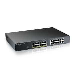 Комутатор ZyXEL GS1915-24EP, 24-port GbE, 12 port PoE, 130 Watt 802.3at, rackmount, fanless, Smart hybrid mode Switch, standalone or NebulaFlex Cloud