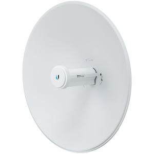 Ubiquiti airMAX PowerBeam 5AC, High-performance 5 GHz Point-to-Point (PtP) bridge with integrated dish reflector, 5 GHz, 15+ km link range, 450+ Mbps throughput, Dedicated spectral analysis radio, Dedicated WiFi management radio, 1 x GbE RJ45 port