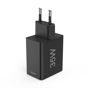 Hama Fast Charger, 1x USB-C PD, 3x USB-A, Mini-Charger, 35 W, black