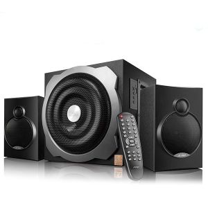 Boxe multimedia F&D A521X 2.1, 52W RMS (16Wx2+20W), 2x4'' Sateliți + 6.5'' Subwoofer, BT 4.0/AUX/USB/FM/Comandă de la distanță/Lemn/Negru