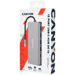 CANYON hub DS-12 13in1 4k USB-C Dark Grey