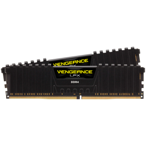 Corsair DDR4, 3200MHz 16GB 2x8GB Dimm, Unbuffered, 16-20-20-38, XMP 2.0, Vengeance LPX black Heatspreader, Black PCB, 1.35V