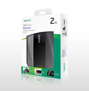 Apacer Външен хард диск Portable Hard Drive AC533 2TB USB 3.2 Gen 1, Black