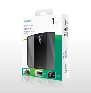 Apacer Външен хард диск Portable Hard Drive AC533 1TB USB 3.2 Gen 1, Black