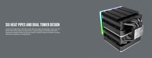 Montech METAL DT24 PREMIUM, CPU Cooler, 270W TDP, Dual Tower, ARGB, Black