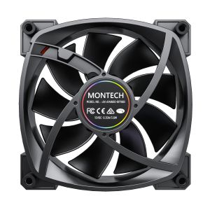 Ventilator Montech RX140 PWM, Ventilator REVERSE, 140mm, ARGB, Negru