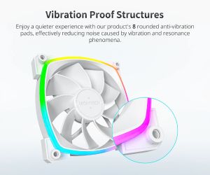 Ventilator Montech RX120 PWM, Ventilator REVERSE, 120 mm, ARGB, Alb