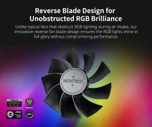 Montech вентилатор RX120 PWM, REVERSE Fan, 120mm, ARGB, Black