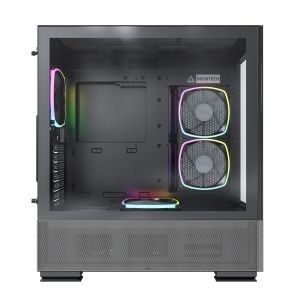 Cutie Montech SKY TWO, carcasă turn mijlociu, TG, ventilatoare ARGB 4x120 mm, negru