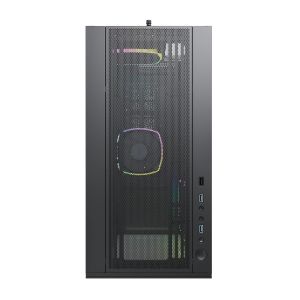 Cutie Montech SKY TWO, carcasă turn mijlociu, TG, ventilatoare ARGB 4x120 mm, negru