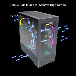Cutie Montech SKY TWO, carcasă turn mijlociu, TG, ventilatoare ARGB 4x120 mm, negru