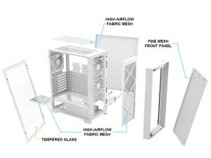 Montech AIR 1000 LITE, Mid-tower Case, TG, 3x120mm Fans, White