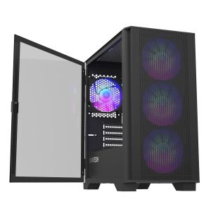 Montech кутия AIR 100 ARGB, Micro ATX Case, TG, 4x120mm ARGB Fans, Black