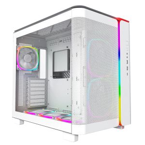 Montech кутия KING 95 Pro, Dual Chamber Mid-tower Case, 6 ARGB Fans, 2 Front Panels, White