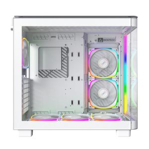 Montech кутия KING 95 Pro, Dual Chamber Mid-tower Case, 6 ARGB Fans, 2 Front Panels, White