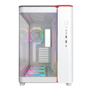 Montech кутия KING 95 Pro, Dual Chamber Mid-tower Case, 6 ARGB Fans, 2 Front Panels, White